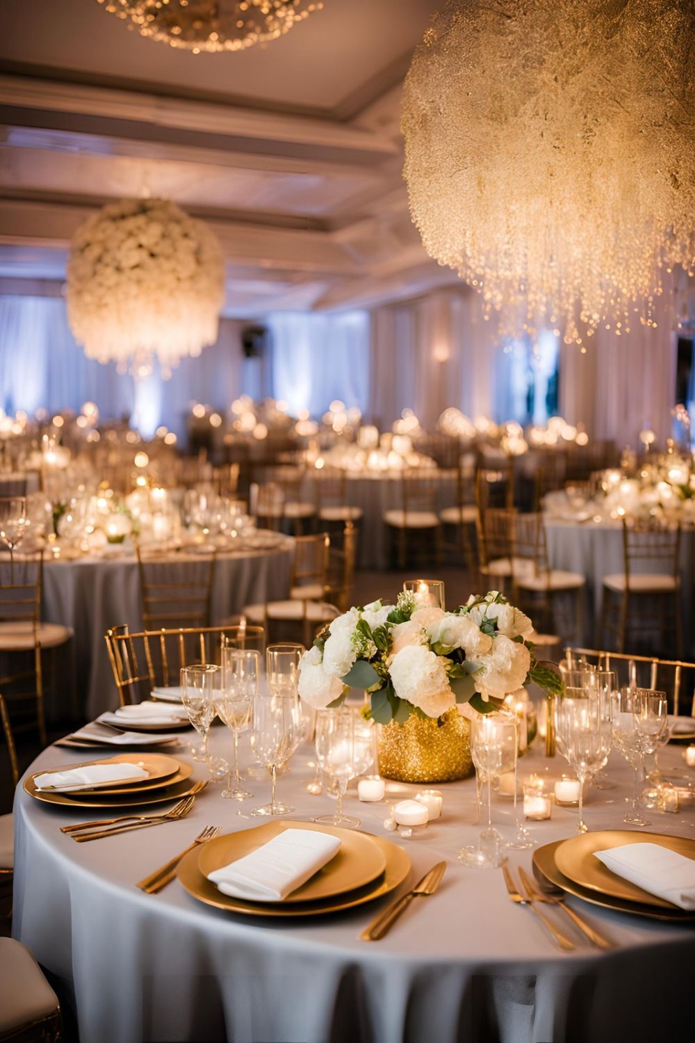 Elegant Metallic Accents added as a wedding decor