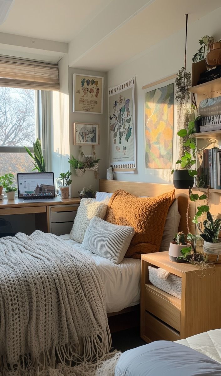 A- dorm-room-decorated-with-greenery