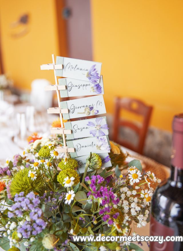 Personalized Name Cards or Signage as centerpiece in a wedding