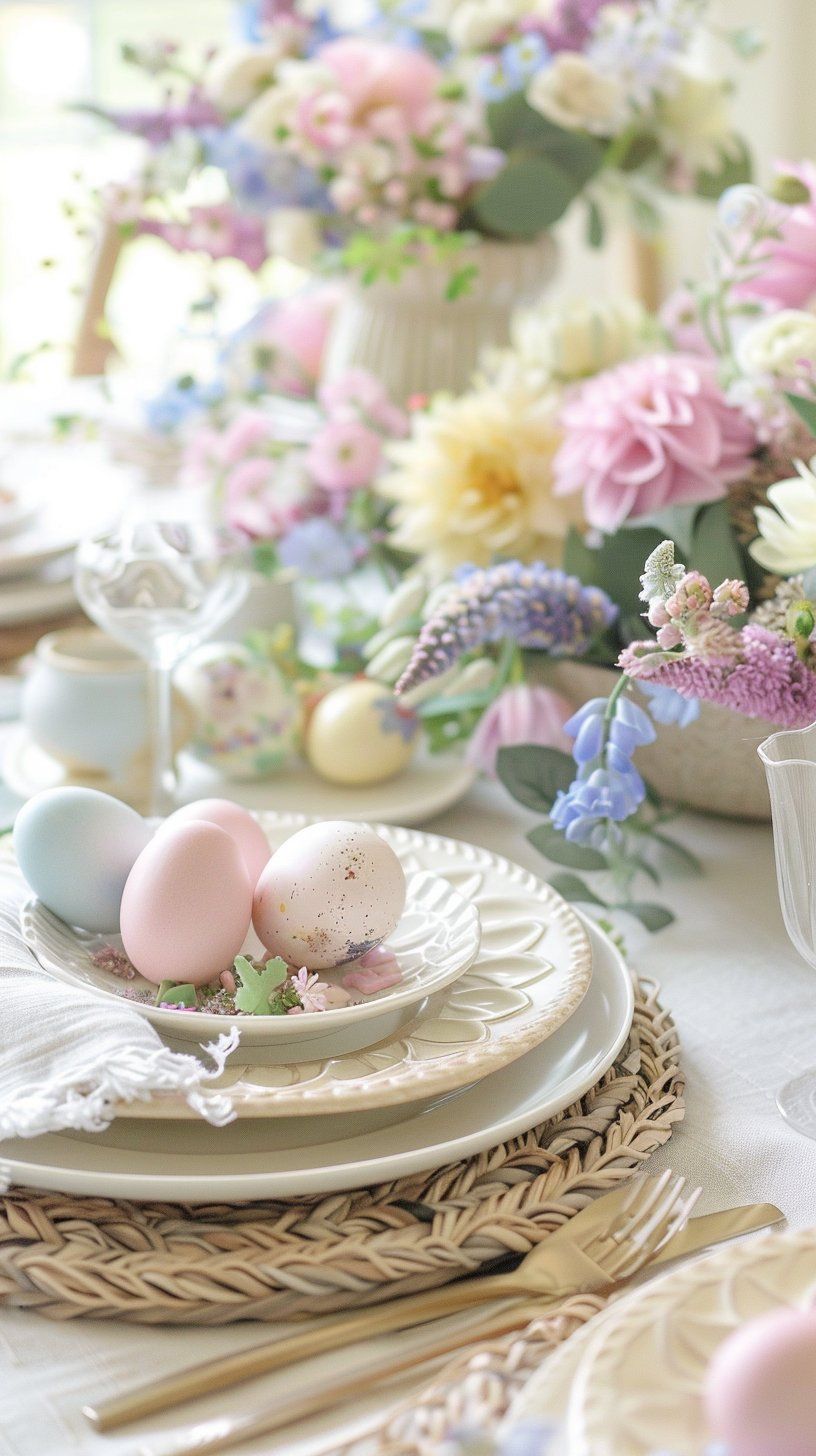 Easter egg on a center table.