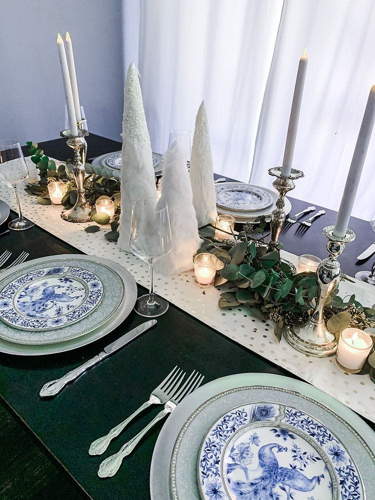 sprigs of eucalyptus along the runner