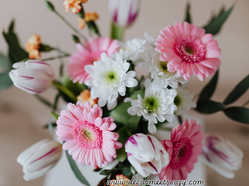 bouquet of tulips in the center of a table
