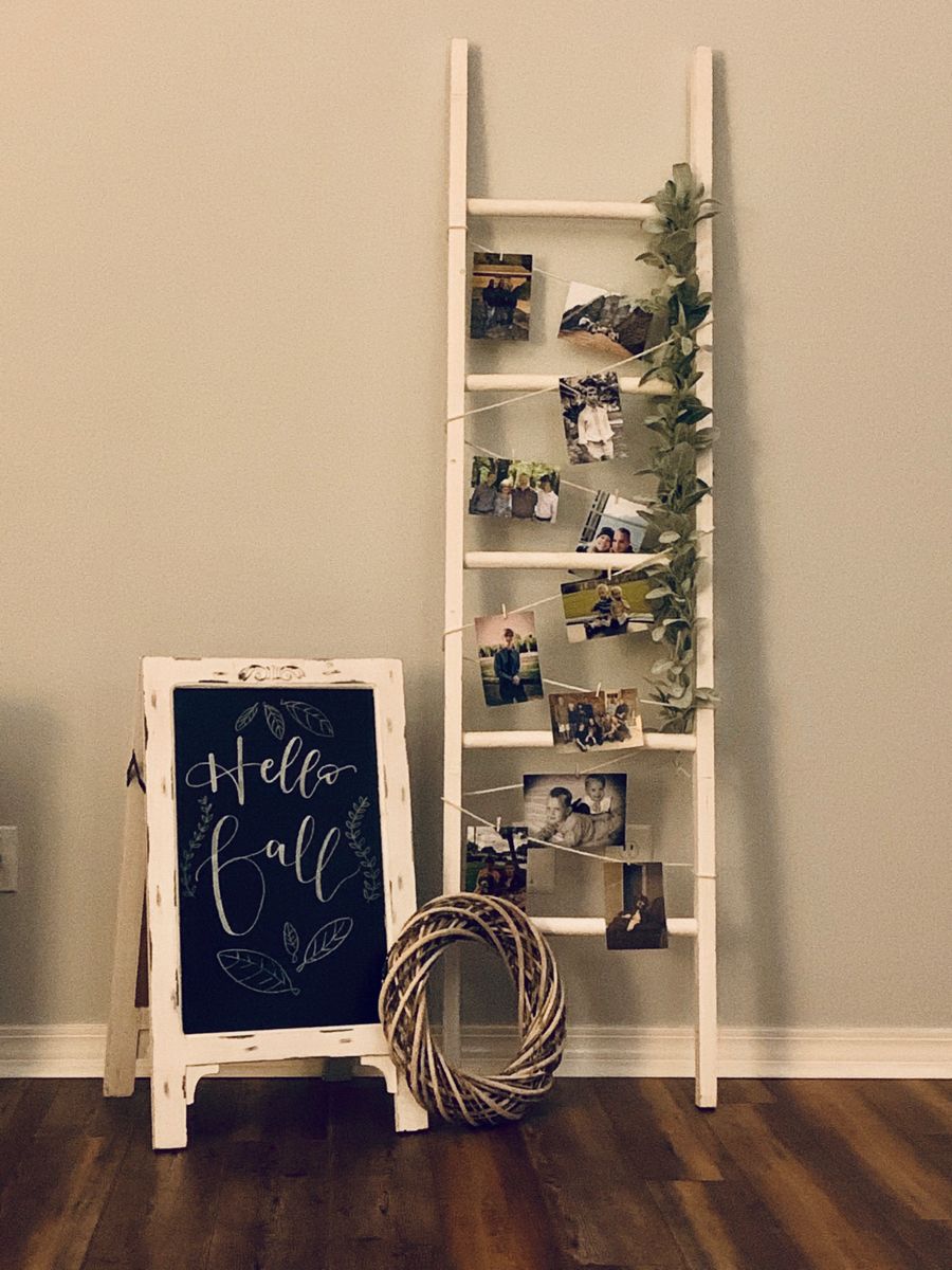 wall art on a ladder